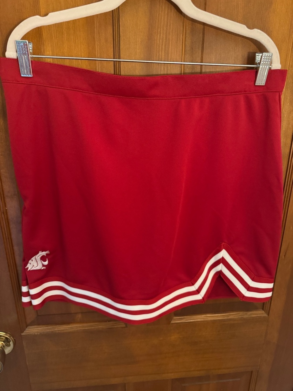 Red Athletic Skirt with White Chevron Trim